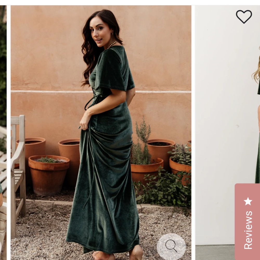Mother of the Bride ❤Meghan - Baltic Børn -  Velvet Wrap Maxi Dress | Deep Green - Picture 2 of 3